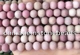 CFW37 15.5 inches 8mm round matte pink wooden jasper beads