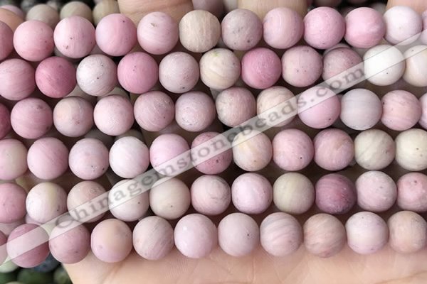 CFW37 15.5 inches 8mm round matte pink wooden jasper beads