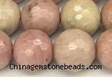 CFW62 15 inches 10mm faceted round pink wooden jasper beads