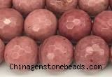 CFW66 15 inches 8mm faceted round pink wooden jasper beads