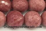 CFW68 15 inches 12mm faceted round pink wooden jasper beads