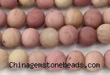 CFW70 15 inches 4mm round matte pink wooden jasper beads