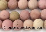 CFW71 15 inches 6mm round matte pink wooden jasper beads