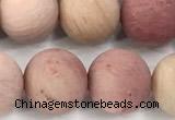 CFW73 15 inches 10mm round matte pink wooden jasper beads