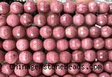 CFW79 15 inches 10mm faceted round pink wooden jasper beads