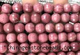 CFW80 15 inches 12mm faceted round pink wooden jasper beads