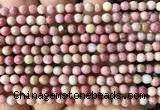 CFW83 15 inches 4mm faceted round pink wooden jasper beads wholesale
