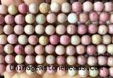 CFW85 15 inches 8mm faceted round pink wooden jasper beads wholesale
