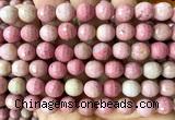 CFW86 15 inches 10mm faceted round pink wooden jasper beads wholesale