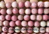 CFW87 15 inches 12mm faceted round pink wooden jasper beads wholesale