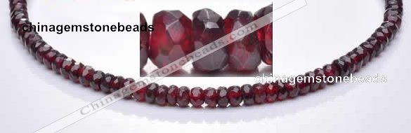 CGA09 4*6mm faceted roundel natural garnet gemstone beads Wholes