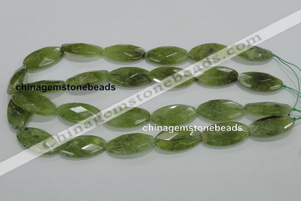 CGA104 15.5 inches 15*30mm faceted oval natural green garnet beads