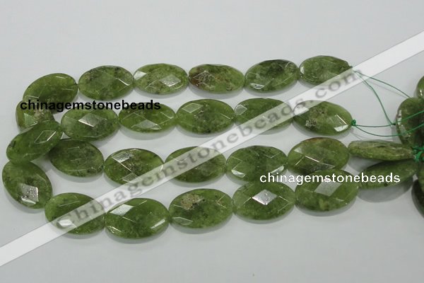 CGA105 15.5 inches 20*30mm faceted oval natural green garnet beads