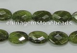 CGA107 15.5 inches 10*14mm faceted oval natural green garnet beads