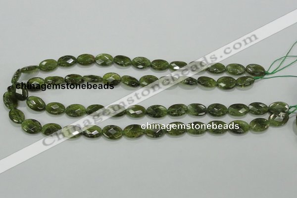 CGA107 15.5 inches 10*14mm faceted oval natural green garnet beads