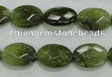 CGA108 15.5 inches 12*16mm faceted oval natural green garnet beads