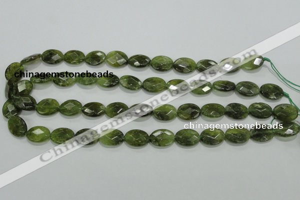 CGA108 15.5 inches 12*16mm faceted oval natural green garnet beads