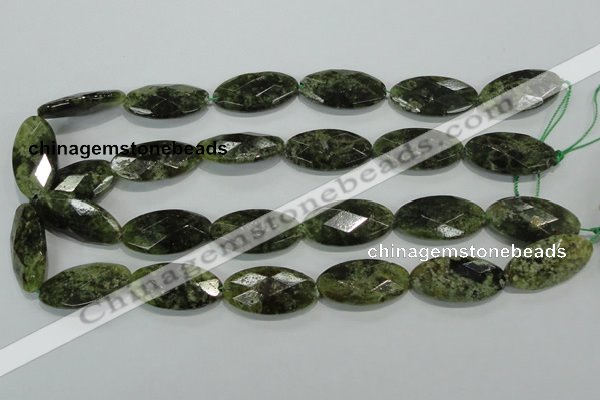 CGA111 15.5 inches 15*30mm faceted oval natural green garnet beads