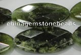 CGA113 15.5 inches 20*40mm faceted oval natural green garnet beads