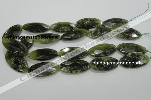 CGA113 15.5 inches 20*40mm faceted oval natural green garnet beads