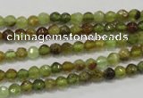 CGA122 15.5 inches 4mm faceted round natural green garnet beads