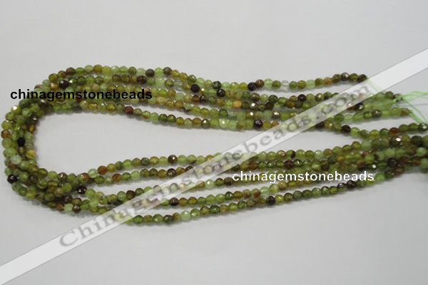 CGA122 15.5 inches 4mm faceted round natural green garnet beads