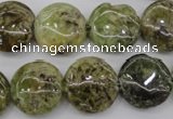 CGA143 15.5 inches 16mm flat round natural green garnet beads wholesale