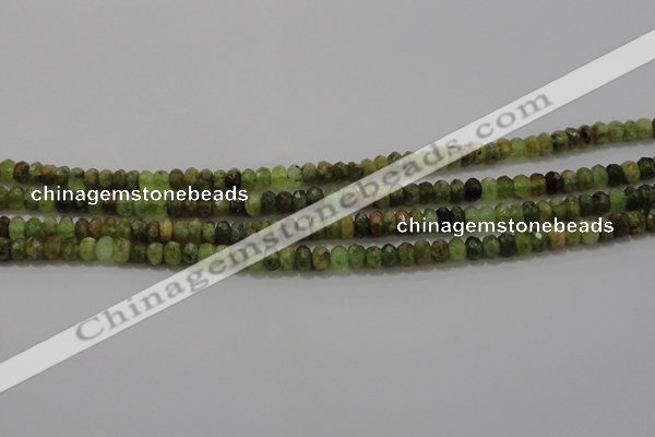 CGA146 15.5 inches 4*6mm faceted rondelle natural green garnet beads