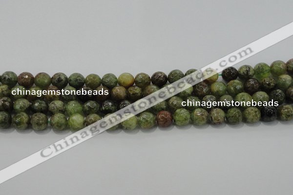 CGA148 15.5 inches 8mm faceted round natural green garnet beads