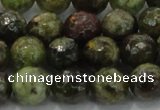 CGA149 15.5 inches 10mm faceted round natural green garnet beads