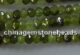 CGA156 15.5 inches 2.5*4mm faceted rondelle green garnet beads