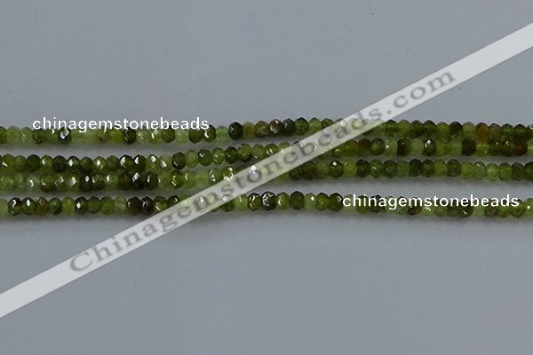 CGA156 15.5 inches 2.5*4mm faceted rondelle green garnet beads