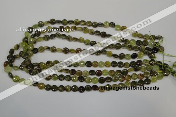 CGA210 15.5 inches 8mm flat round natural green garnet beads