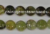 CGA212 15.5 inches 12mm flat round natural green garnet beads