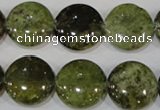 CGA214 15.5 inches 16mm flat round natural green garnet beads