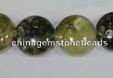 CGA215 15.5 inches 18mm flat round natural green garnet beads