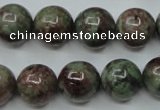 CGA307 15.5 inches 18mm round red green garnet gemstone beads