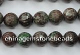 CGA314 15.5 inches 12mm faceted round red green garnet gemstone beads