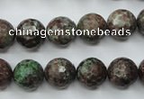 CGA315 15.5 inches 14mm faceted round red green garnet gemstone beads