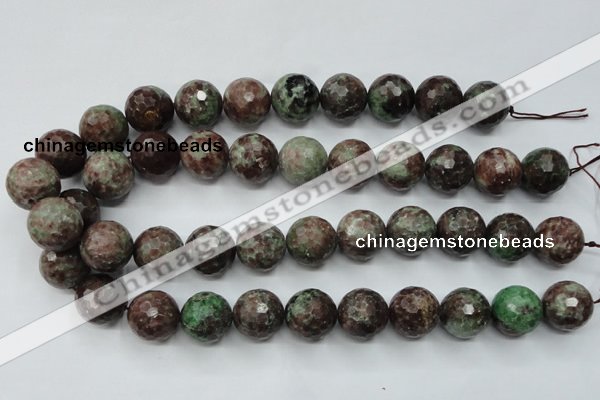 CGA317 15.5 inches 18mm faceted round red green garnet gemstone beads