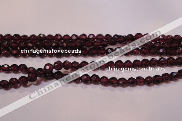 CGA361 14 inches 4mm faceted round natural red garnet beads wholesale