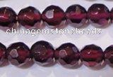 CGA362 14 inches 5mm faceted round natural red garnet beads wholesale