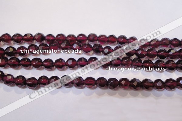 CGA362 14 inches 5mm faceted round natural red garnet beads wholesale