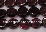 CGA383 15 inches 7mm coin natural red garnet beads wholesale