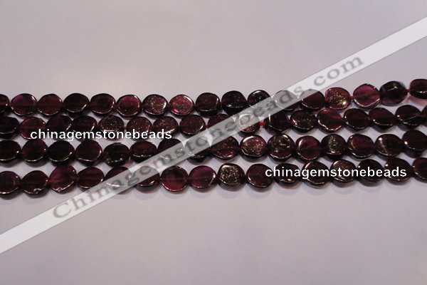 CGA383 15 inches 7mm coin natural red garnet beads wholesale