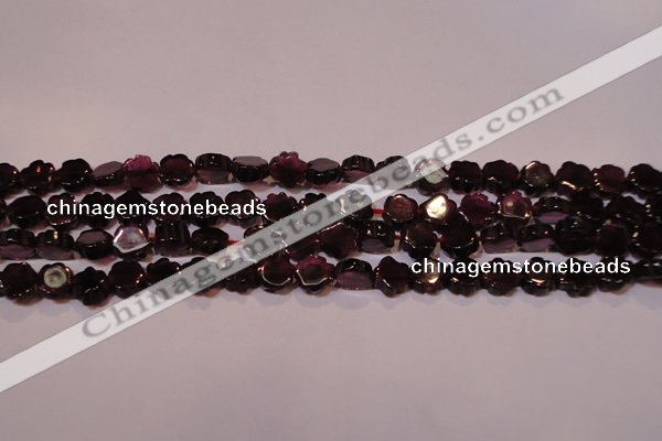 CGA386 15 inches 6mm carved flower natural red garnet beads wholesale