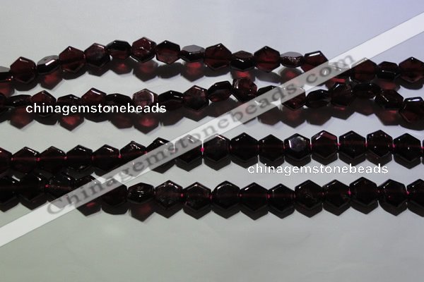 CGA411 15.5 inches 8*9mm hexagon natural red garnet beads wholesale