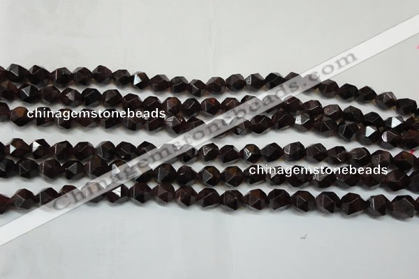 CGA450 15.5 inches 6mm faceted nuggets natural red garnet beads