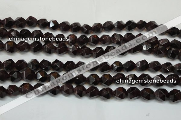 CGA453 15.5 inches 12mm faceted nuggets natural red garnet beads