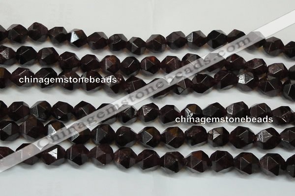 CGA454 15.5 inches 14mm faceted nuggets natural red garnet beads